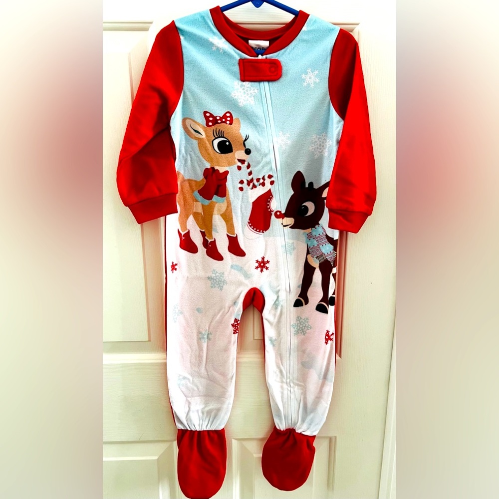 Rudolph 2T Toddler Girl Boy Christmas Pajamas Footed -NWT!